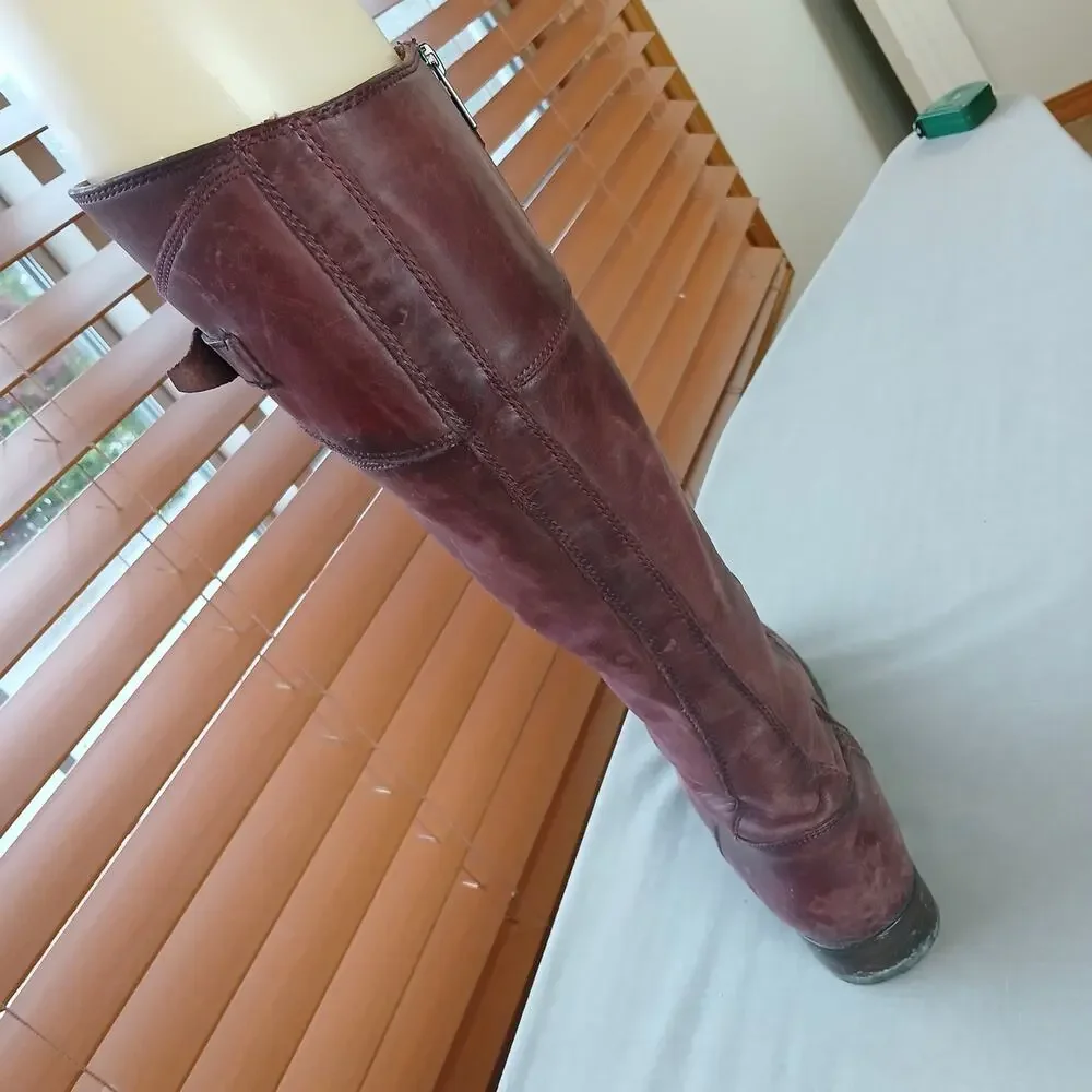 SINGLE LEFT FOOT ONLY Frye Molly Button Tall Boot 10B brown leather zip 1" heel - Picture 5 of 16